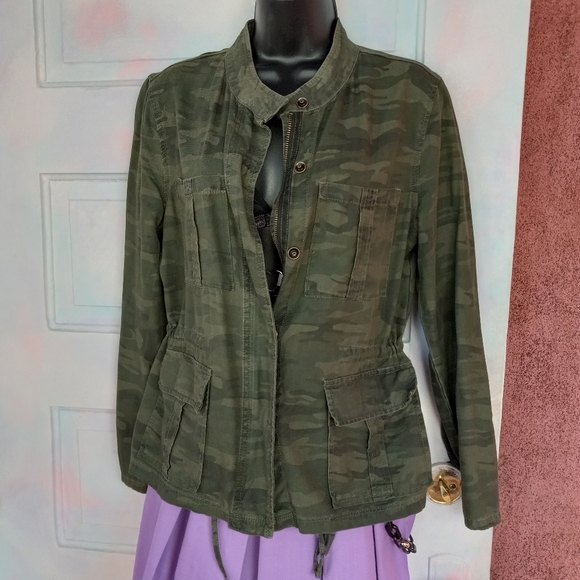 Boho hippie upcycled camo soft jacket shirtbw hand stitched lace skull! SOLD - Picture 10 of 15